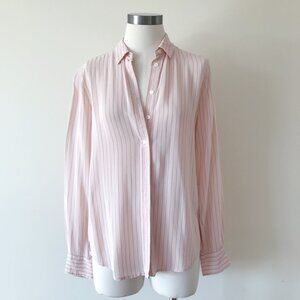 Joe pink silk blouse silk shirt striped button down shirt